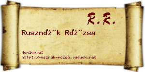 Rusznák Rózsa névjegykártya